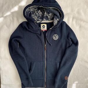 y2k vintage navy blue Roxy zip up hoodie, does have some pilling
